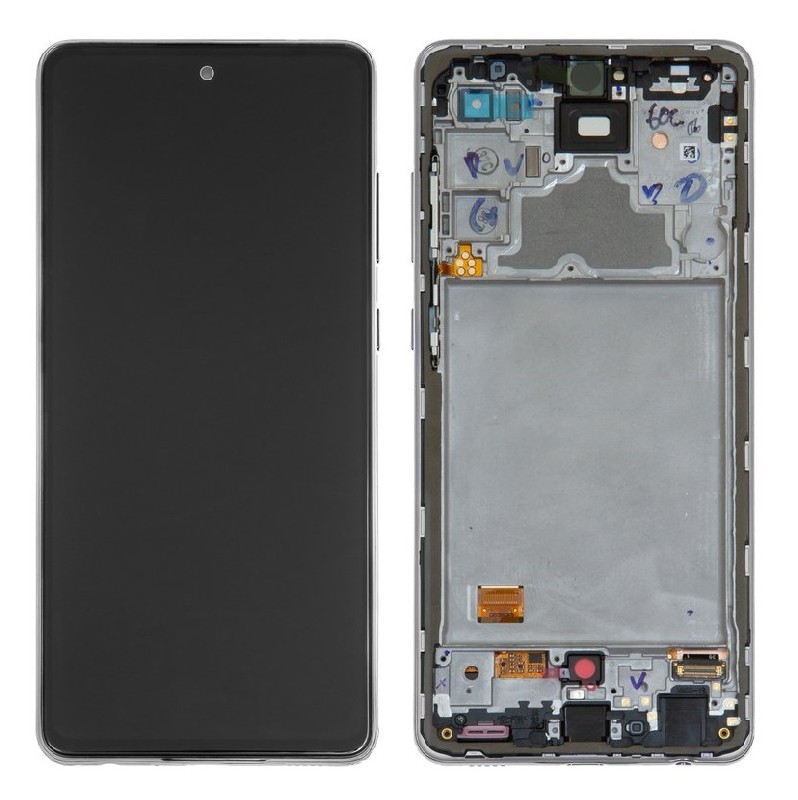 LCD-näyttö Samsung A725/A726 A72 4G/5G kosketusnäytöllä ja kehyksellä musta OLED (todellinen koko)