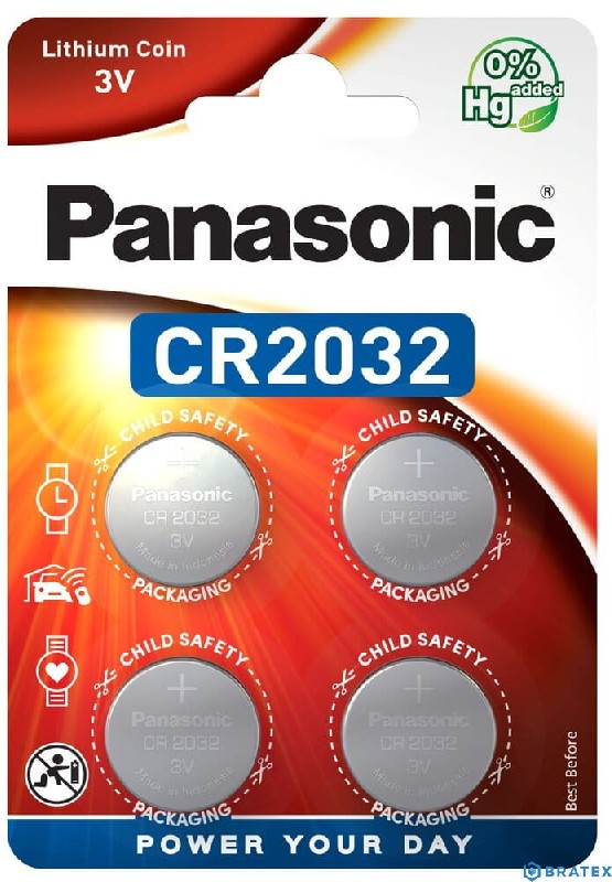 Litiumparistot PANASONIC 3V CR2032 (4kpl)