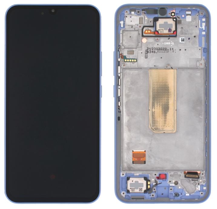 LCD näyttö Samsung A346 A34 5G 2023 kosketusnäytöllä ja kehyksellä violetti alkuperäinen (huoltopakkaus)