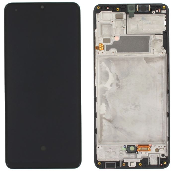 LCD-näyttö Samsung A325 A32 4G 2021 kosketusnäytöllä ja kehyksellä musta alkuperäinen (service pack)