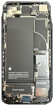 Akun kansi iPhone SE 2022 musta täysi flex-kaapelilla ja akulla alkuperäinen (käytetty Grade B)