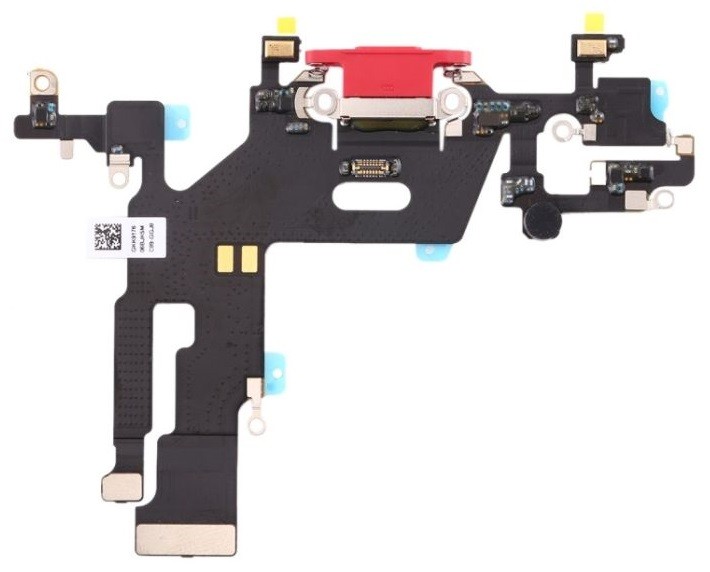 Joustava kaapeli iPhone 11 latausliitäntä mikrofonilla punainen alkuperäinen (käytetty Grade A)