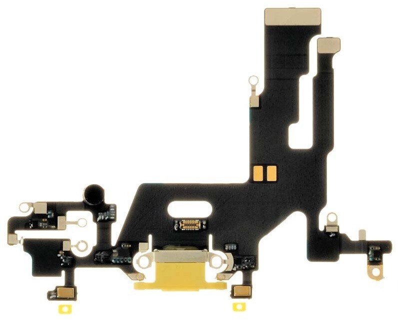 Joustava kaapeli iPhone 11 latausliitäntä mikrofonilla keltainen alkuperäinen (käytetty Grade A)