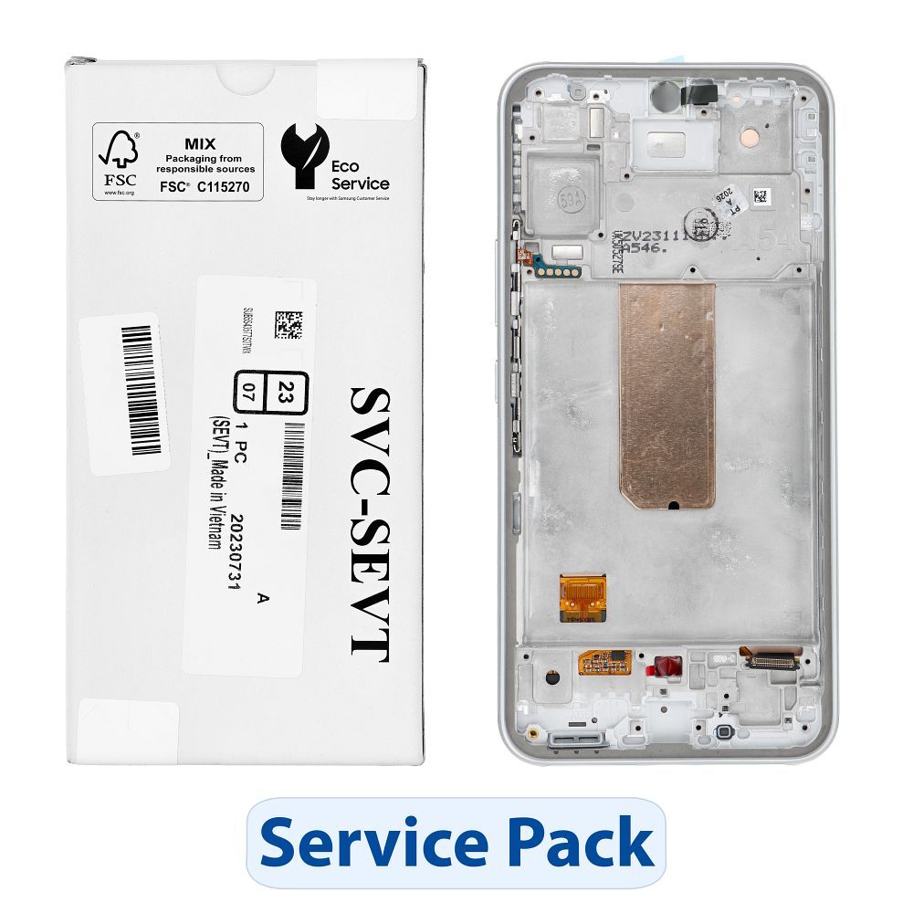 ServicePack LCD-näyttö SAMSUNG A54 5G A546B valkoinen GH82-31231B