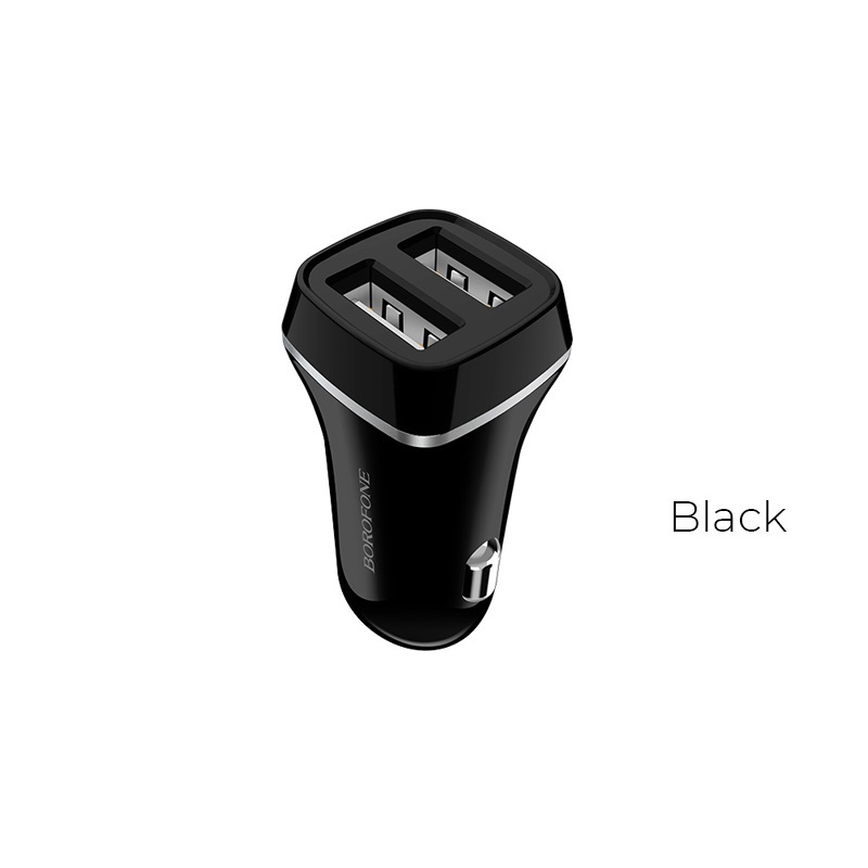 Borofone BZ2 Joyroad autolaturi 2 USB-A-liitännällä, 12 W, musta