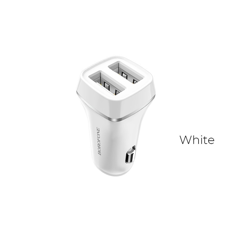 Borofone BZ2 Joyroad autolaturi 2 USB-A-liitännällä, 12 W, valkoinen