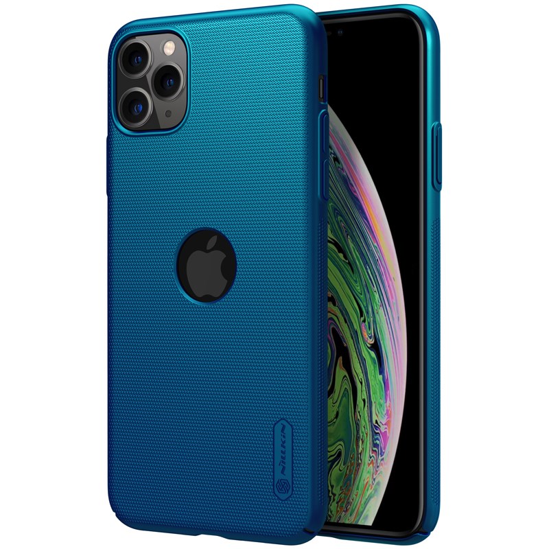 Nillkin Super Frosted Shield suojakuori laitteelle Apple iPhone 11 Pro Max, logoaukolla, riikinkukonsininen