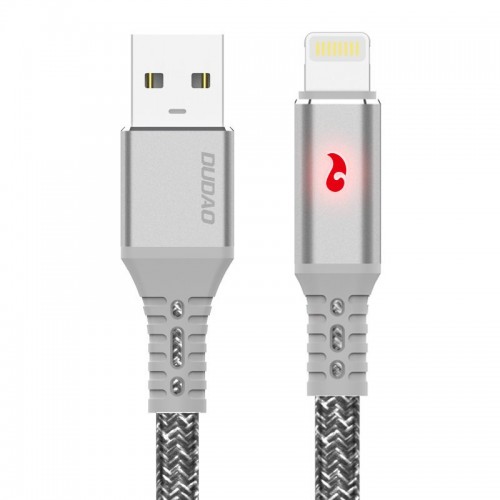 USB-kaapeli Dudao L7xL harmaa Lightning 100cm LED-ilmaisimella (jopa 3A)