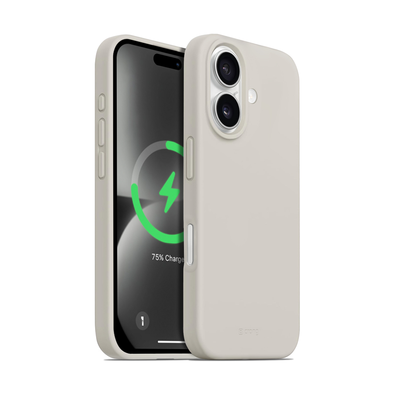 Crong Color Cover Magnetic -suojakuori MagSafe-tuella iPhone 16:lle, kivenbeige