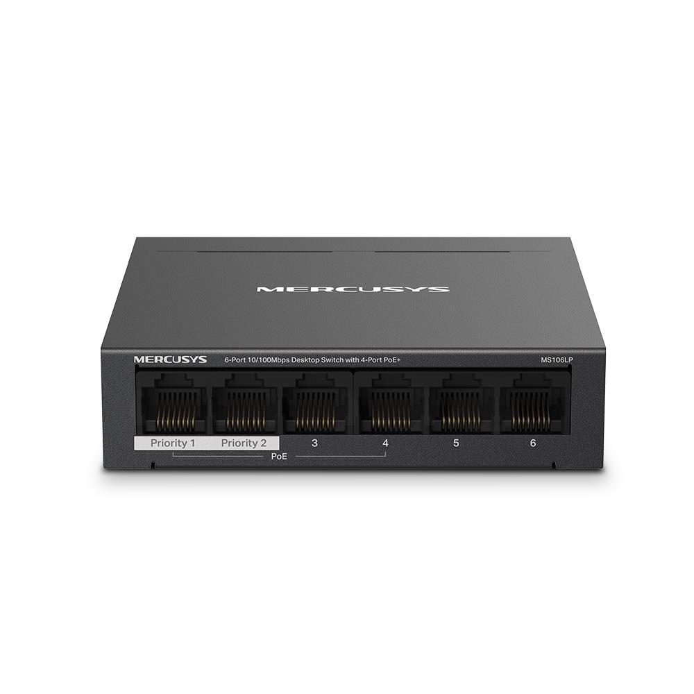 Verkkokytkin Mercusys pöytämalli 6x 10Base-T/100Base-TX 4 PoE+ -porttia MS106LP
