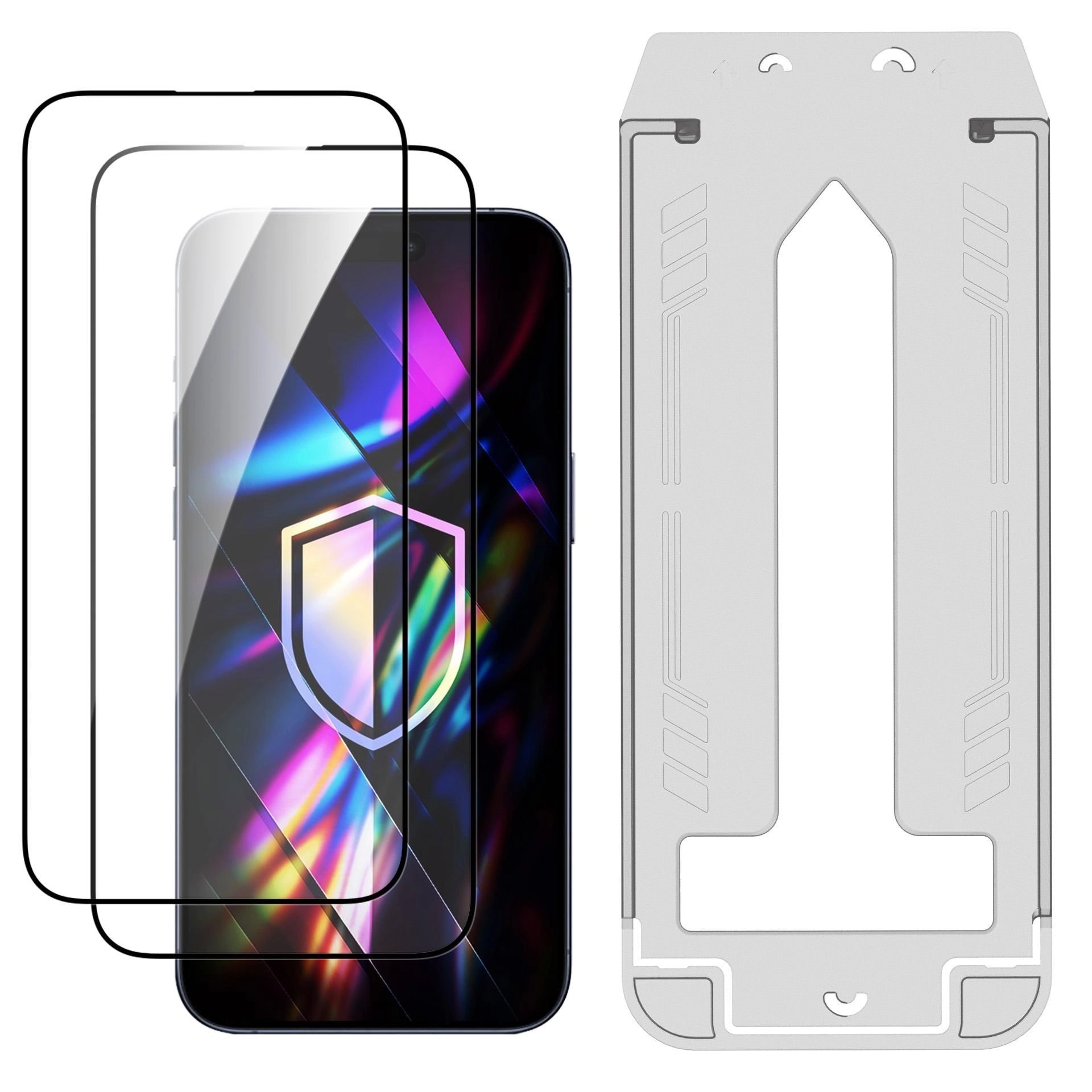 LCD tempered glass (2 pcs.) with applicator 3mk Hardy Hardura 9H Apple iPhone 16 Pro Max black