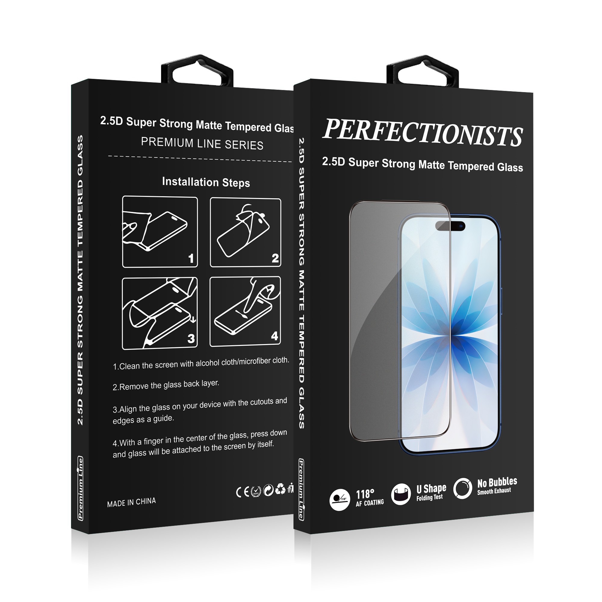 Perfectionists 2.5D Super Strong Matte Tempered Glass Apple iPhone 15/16 black