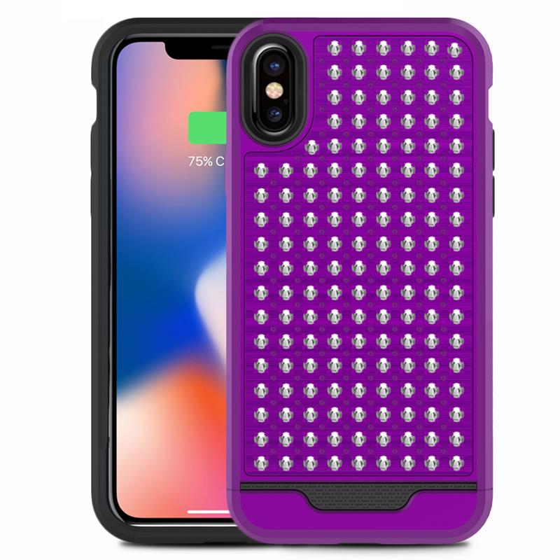 Zizo Star Diamond Hybrid suojakuori laitteelle iPhone X, violetti ja musta