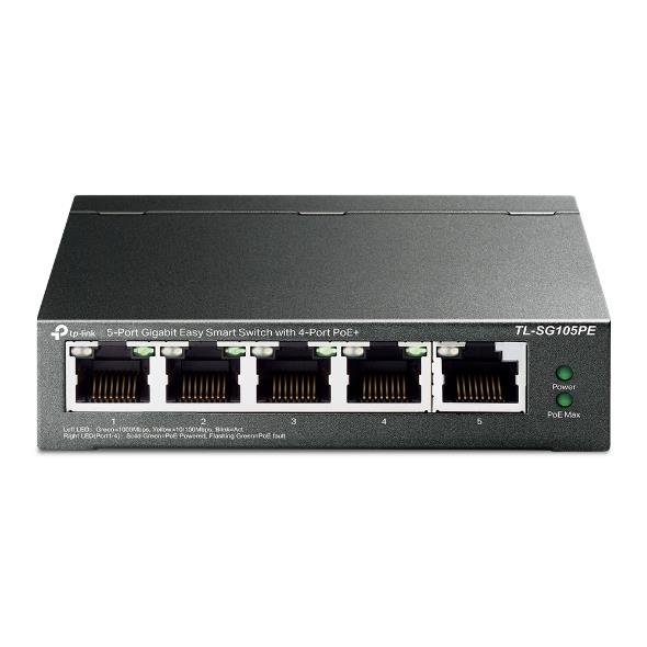 TP-Link TL-SG105PE -kytkin, pöytämalli, 5x 10/100/1000Base-T, 4 PoE-porttia
