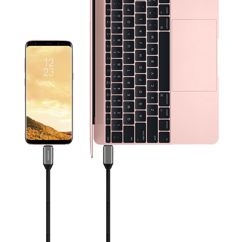 Momax Elite Link USB-C–USB-C -kaapeli, 1 m, PD 100 W, musta