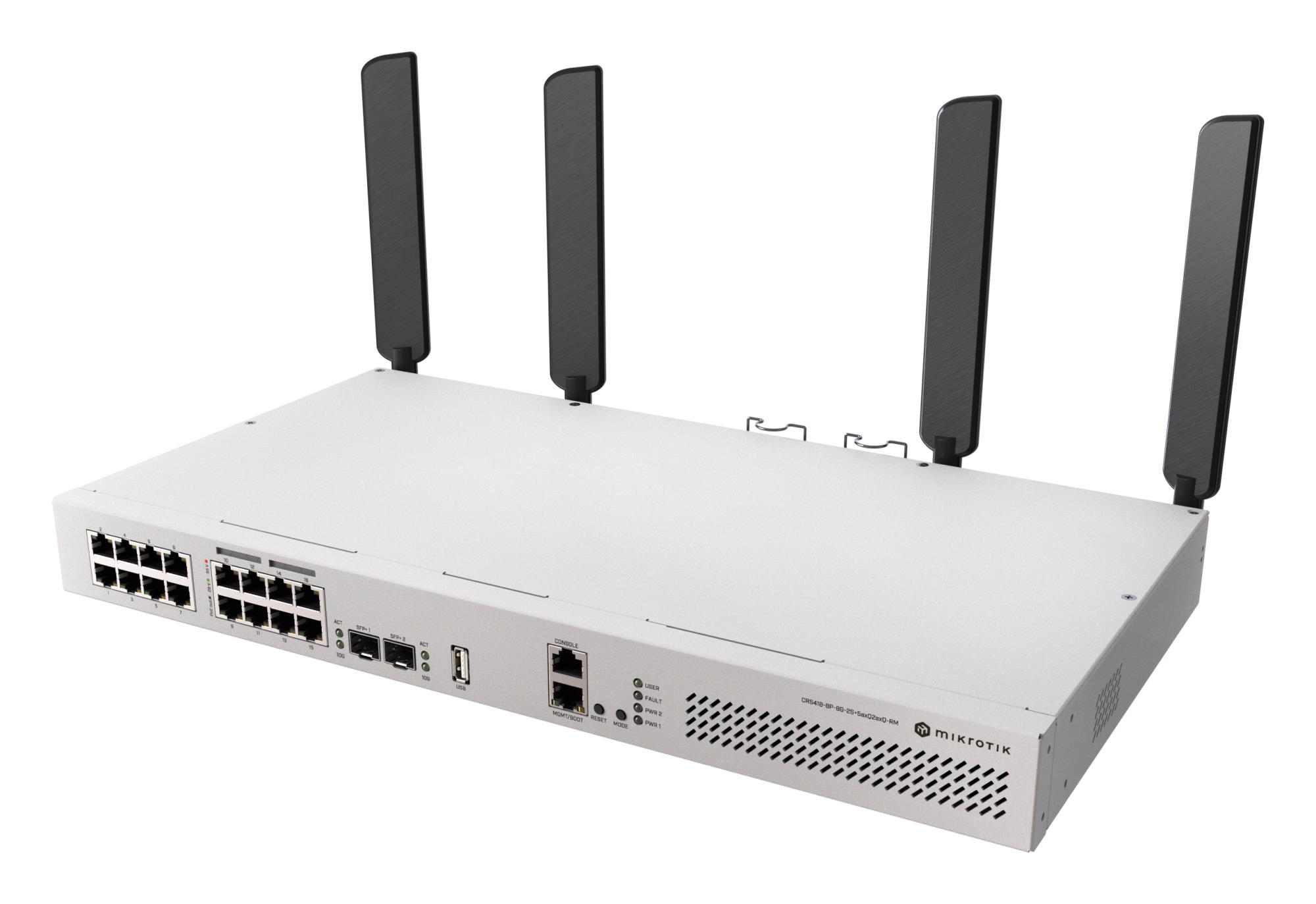 Kytkin MikroTik CRS418-8P-8G-2S+RM L3 PoE 8 porttia