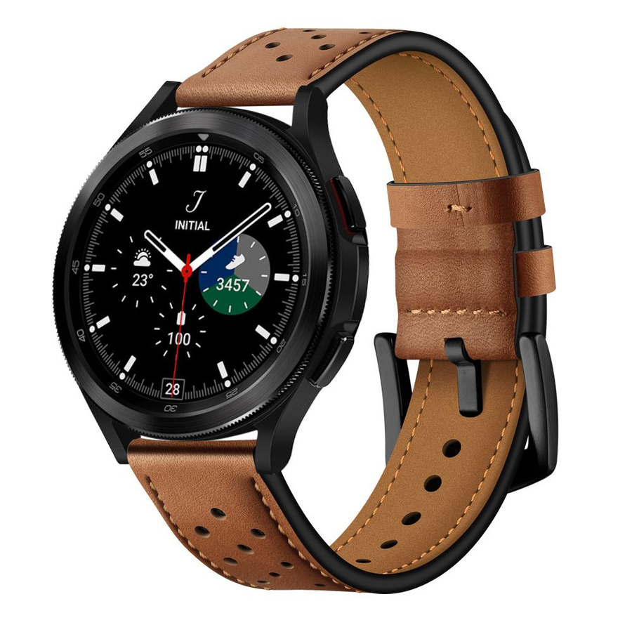 Tech-Protect Nahkaranneke Samsung Galaxy Watch 4 / 5 / 5 Pro / 6 / 7 / FE Ruskea