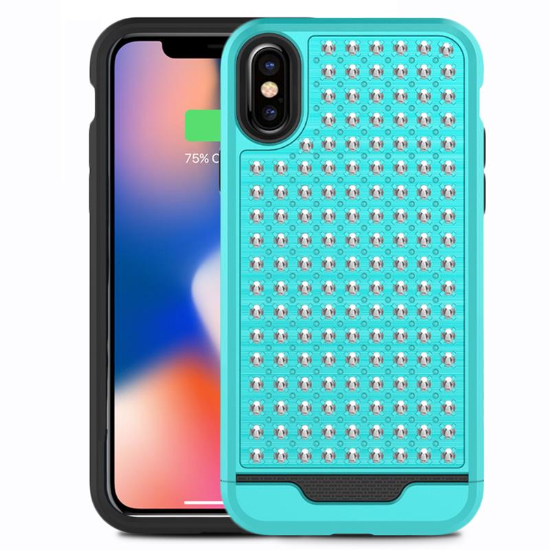 Zizo Star Diamond Hybrid suojakuori laitteelle iPhone X, sinivihreä ja musta