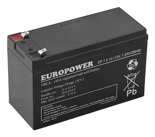 Akku 12 V 7,2 Ah VRLA, EP7.2-12 T2 EUROPOWER EMU