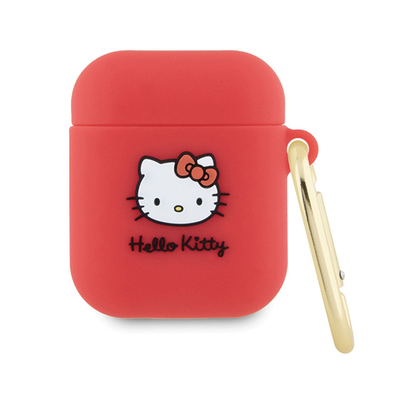 Hello Kitty Silicone 3D Kitty Head case for AirPods 1 / 2, fuchsia