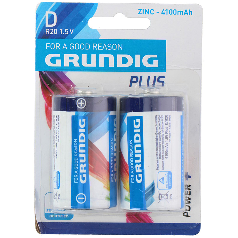 Grundig D / R20 1.5 V zinc batteries, 4100 mAh, 2 pcs.