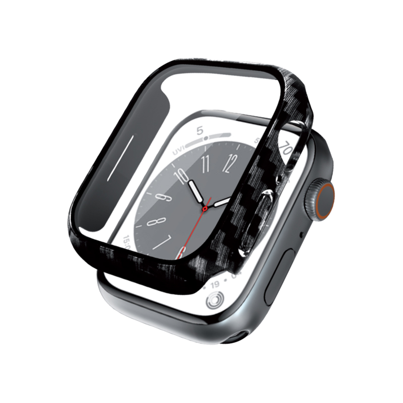 Crong Hybrid Watch Case with integrated glass for Apple Watch 45 mm, carbon-fibre pattern