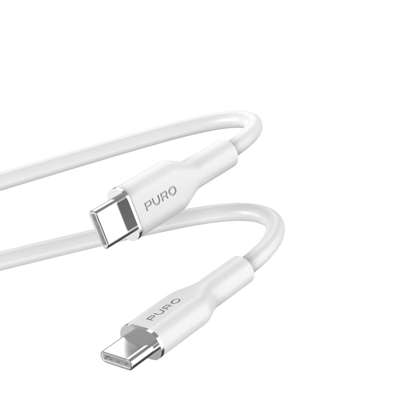Puro Soft USB-C–USB-C -kaapeli, 1.5 m, 60 W, valkoinen