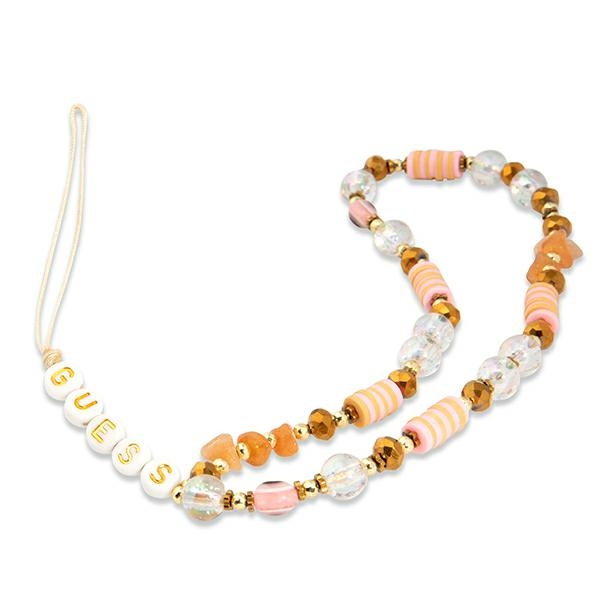 Guess riipus GUSTBOHP puhelimen hihna ruskea-vaaleanpunainen Beads Bohemia