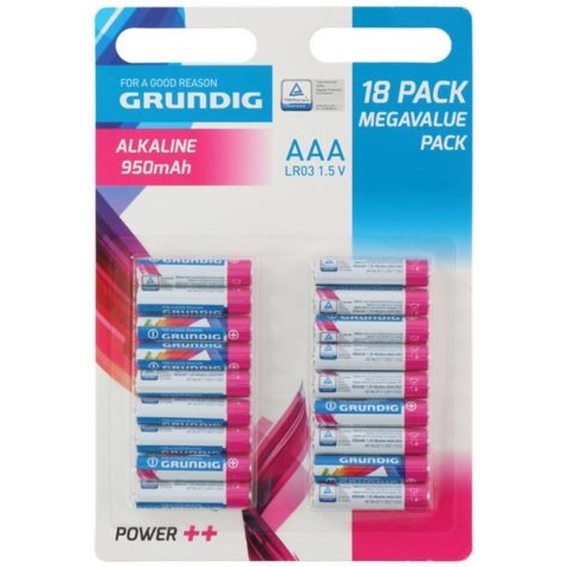 Grundig AAA / R03 1.5 V alkaline batteries, 18 pcs.