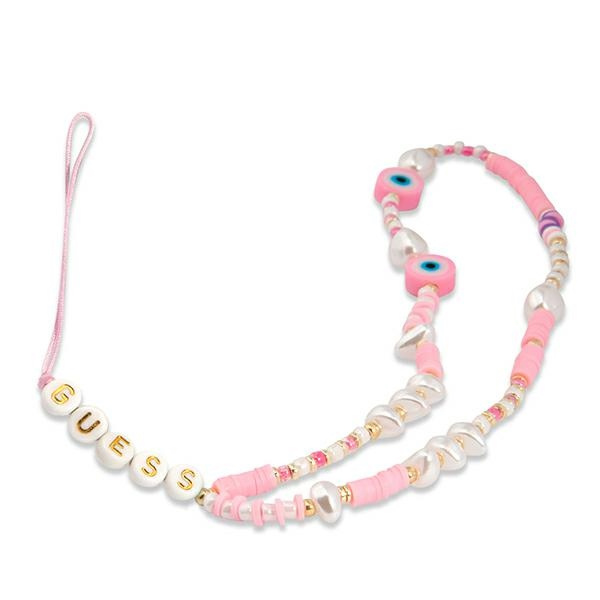 Guess Beads Shell GUSTSHPP helmikoristeinen puhelimen rannehihna, vaaleanpunainen