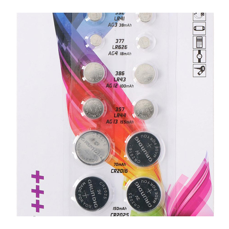 Grundig AG / CR button-cell battery assortment, 14 pcs.
