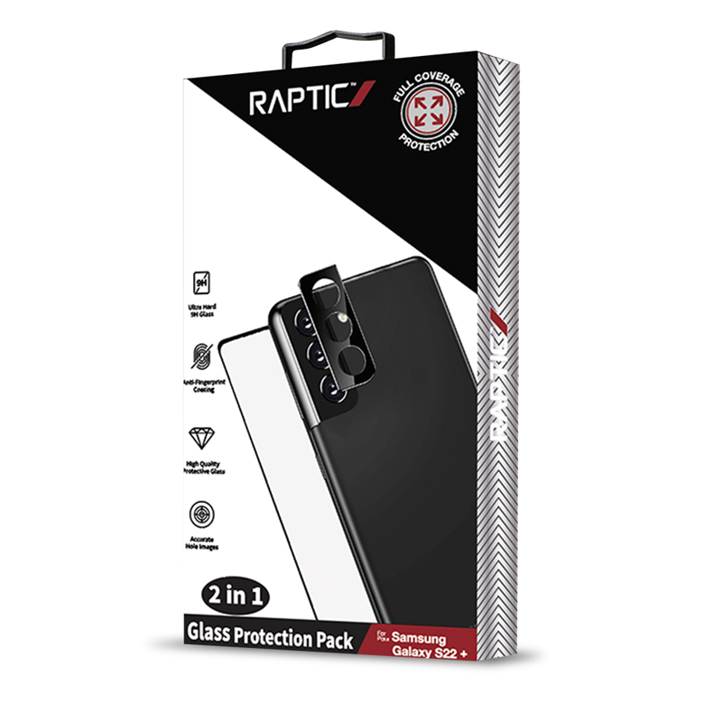 Raptic Glass 2-in-1 protection kit for Samsung Galaxy S22+: 9H screen protector and camera-lens protector