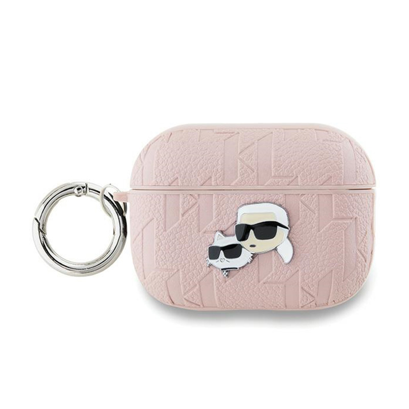 Karl Lagerfeld Monogram Karl & Choupette Head suojakuori AirPods Pro 2:lle - vaaleanpunainen