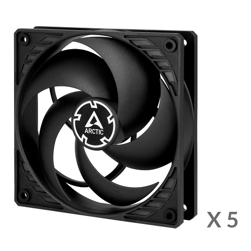ARCTIC P12 paineelle optimoidut tuulettimet, 3-pin, 5 kpl pakkaus, musta