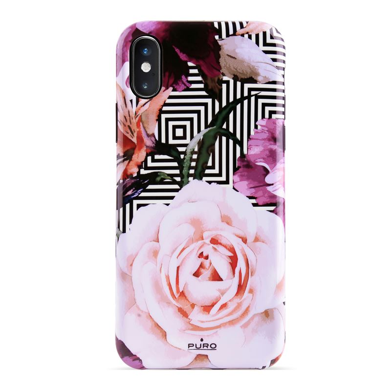 Puro Glam Geo Flowers Pink Peonies suojakuori laitteelle iPhone XS Max