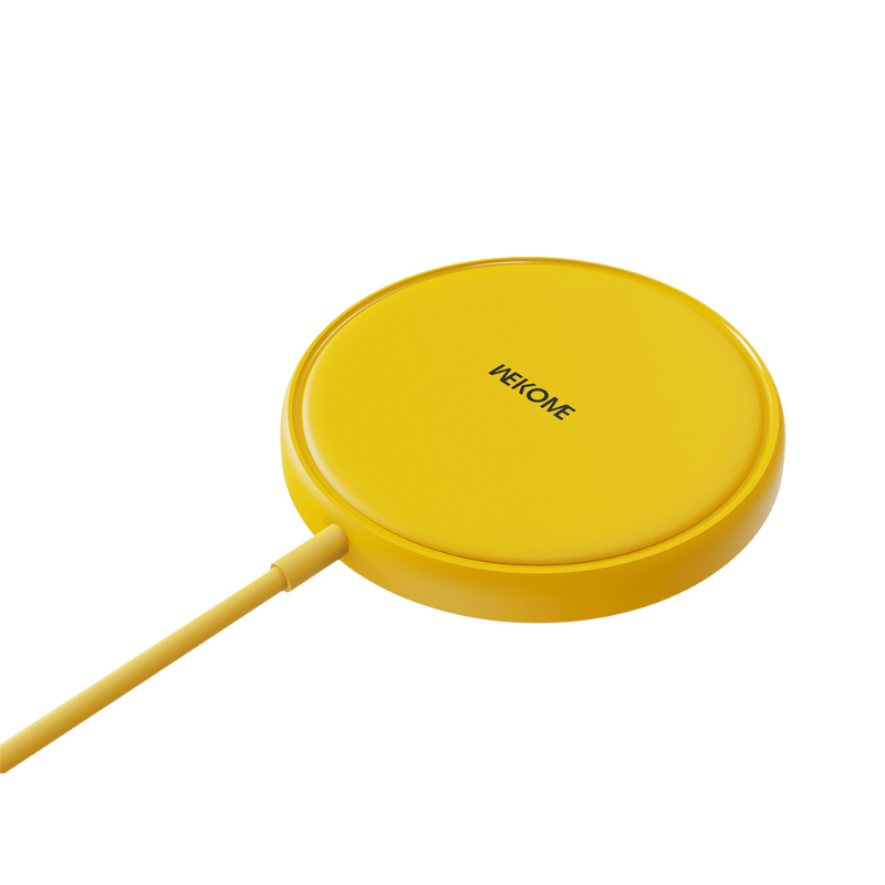 WEKOME WP-U166 Tint Series langaton Qi-laturi integroidulla USB-C-kaapelilla, MagSafe-yhteensopiva, 15 W, keltainen