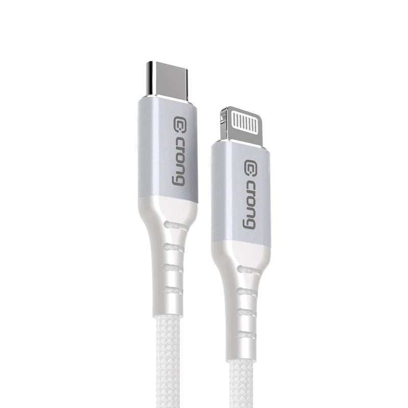 Crong Armor Link MFi USB-C–Lightning-pikalatauskaapeli, 1,5 m, valkoinen