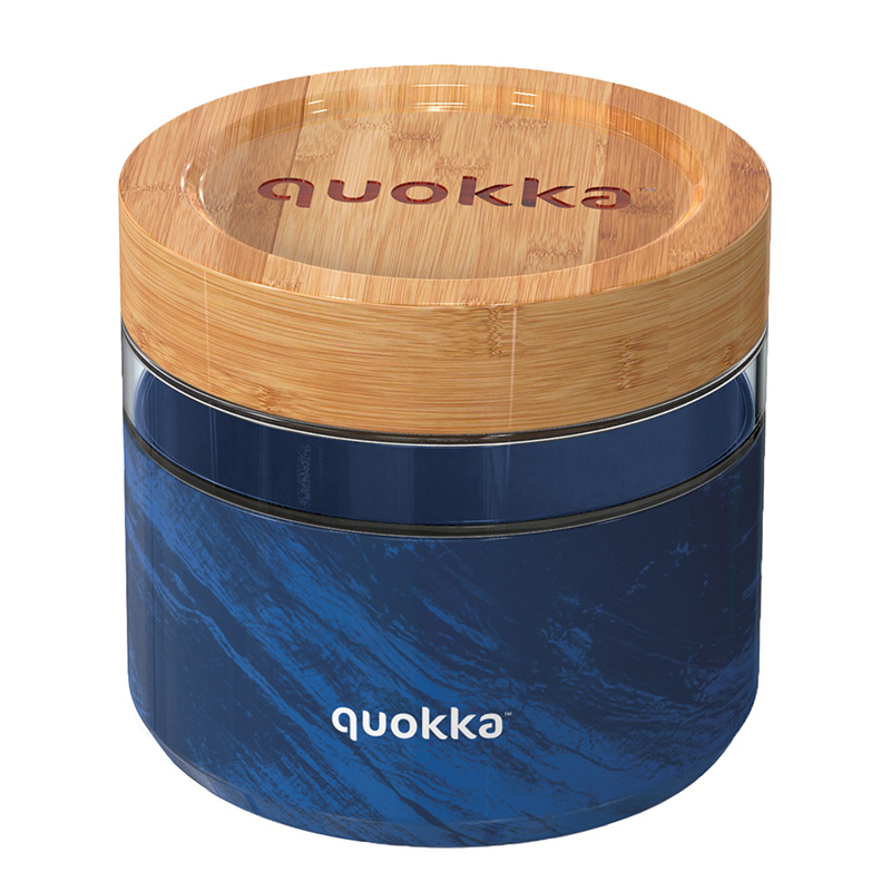 Quokka Deli Food Jar 820 ml borosilikaattilasinen ruoka-astia, puunsyykuvio