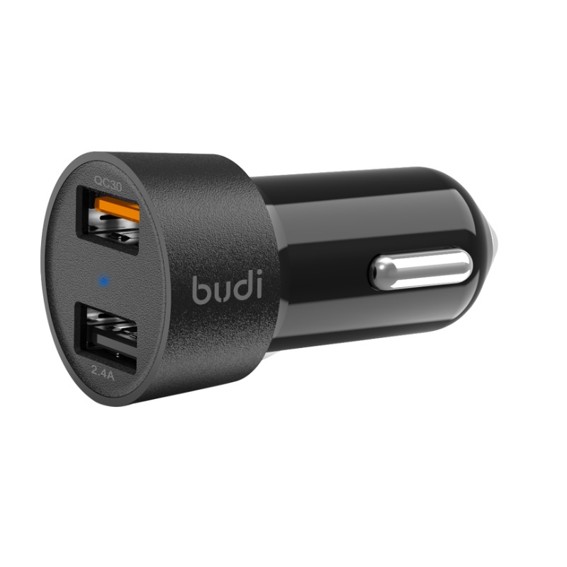 Budi BD622Q QC3.0 car charger with 2 USB-A ports, with LED indicator
