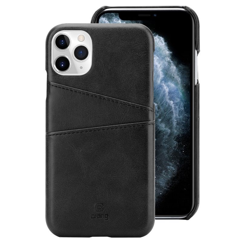 Crong Neat Cover suojakuori laitteelle iPhone 11 Pro, korttitaskuilla, musta