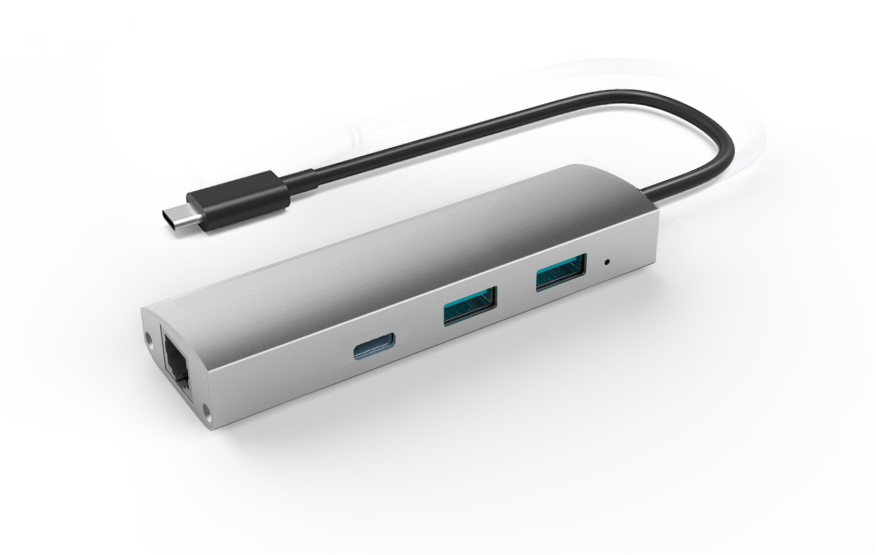 Adapteri USB 3.1 - 2x USB 3.0 + 1x USB 3.1 Gigabit Ethernetillä