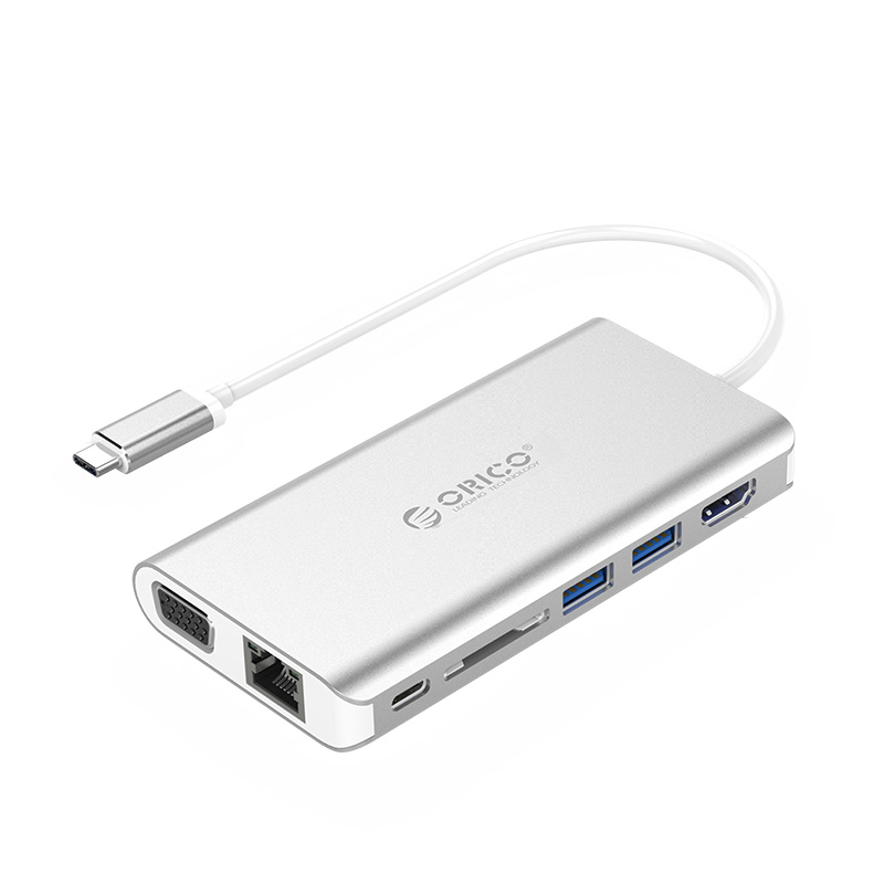 ORICO XC-304 8-in-1 USB-C-telakointiasema, hopea