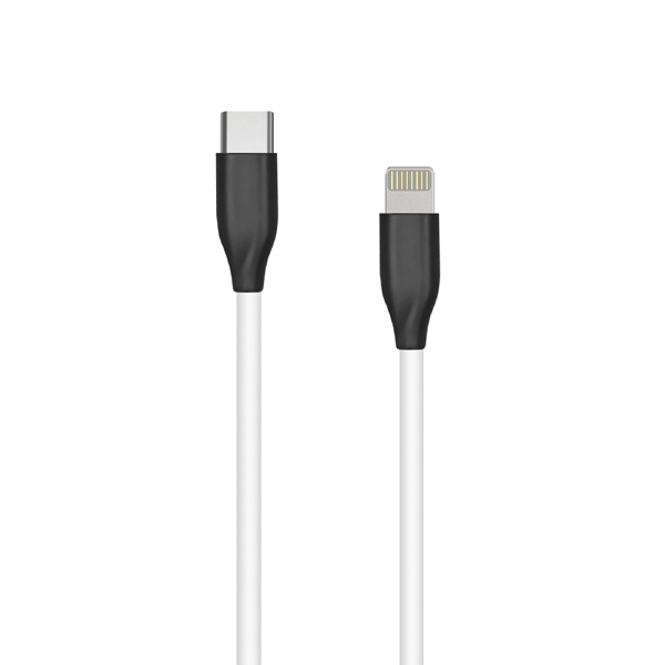 Silikoninen kaapeli USB Type-C - Lightning, 2m (valkoinen)