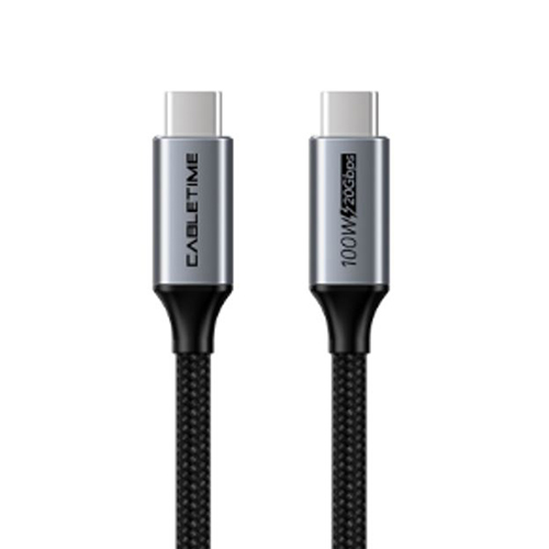 Kaapeli USB3.2, Type-C - Type-C, 20Gbps, 100W, 20V/5A, 4K/60Hz, 1m