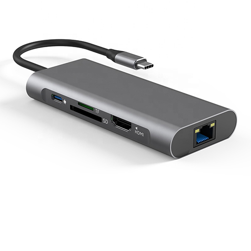 Adapteri USB Type-C - 2x USB 3.0, 1x USB 2.0, 1x Type-C (PD), HDMI, SD, RJ45