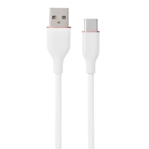 Silikoninen kaapeli USB Type-A - Type-C (valkoinen, 1m)