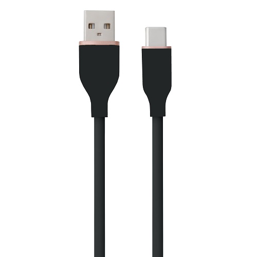 Silikoninen kaapeli USB Type-A - Type-C (musta, 2m)