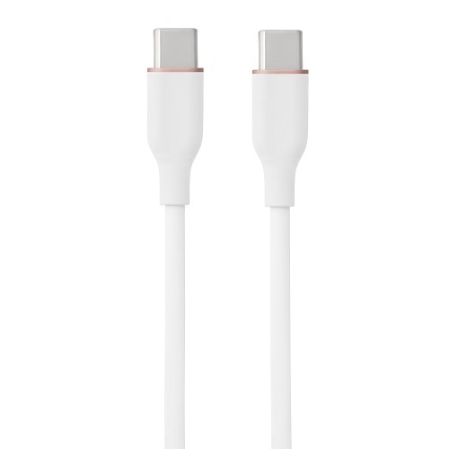 Silikoninen kaapeli USB Type-C - Type-C, 60W, (valkoinen, 1m)