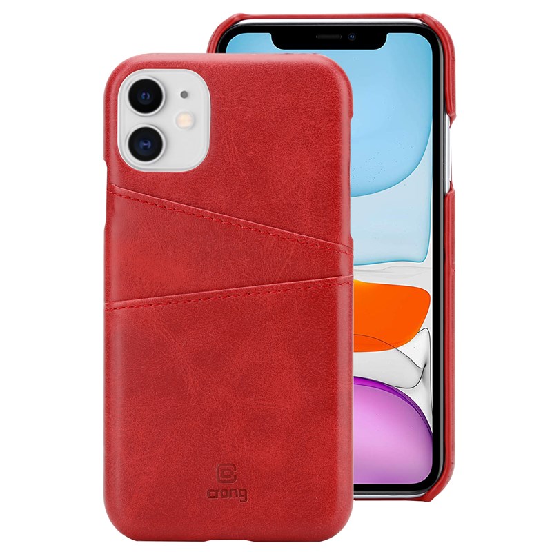 Crong Neat Cover suojakuori laitteelle iPhone 11 Pro, korttitaskuilla, punainen