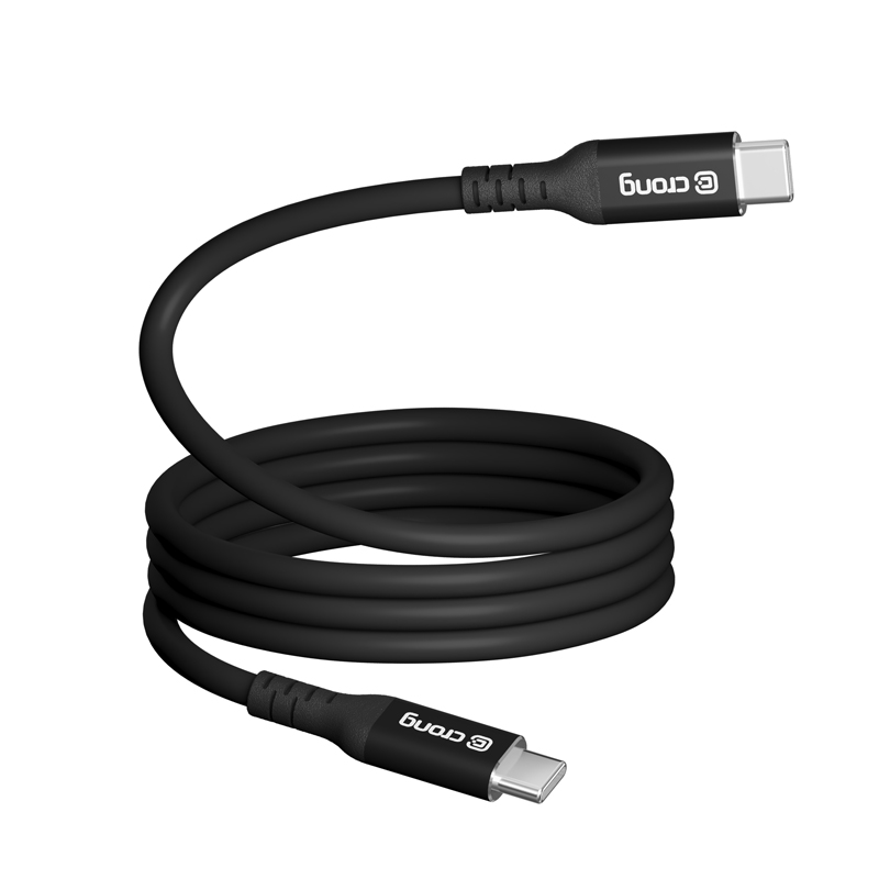 Crong Soft Link USB-C–USB-C-kaapeli, 2 m, 100 W PD, 5 A, musta